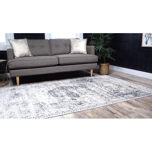 Three Posts™ Lapointe Oriental Area Rug in Dark Blue/Beige/Cream